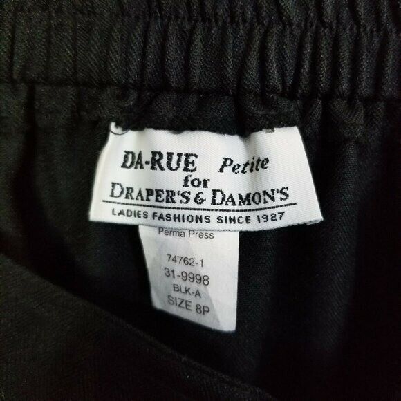 Draper's & Damon's Womens Size 8P Black Solid Elastic Waist Trouser Pants - Picture 5 of 9